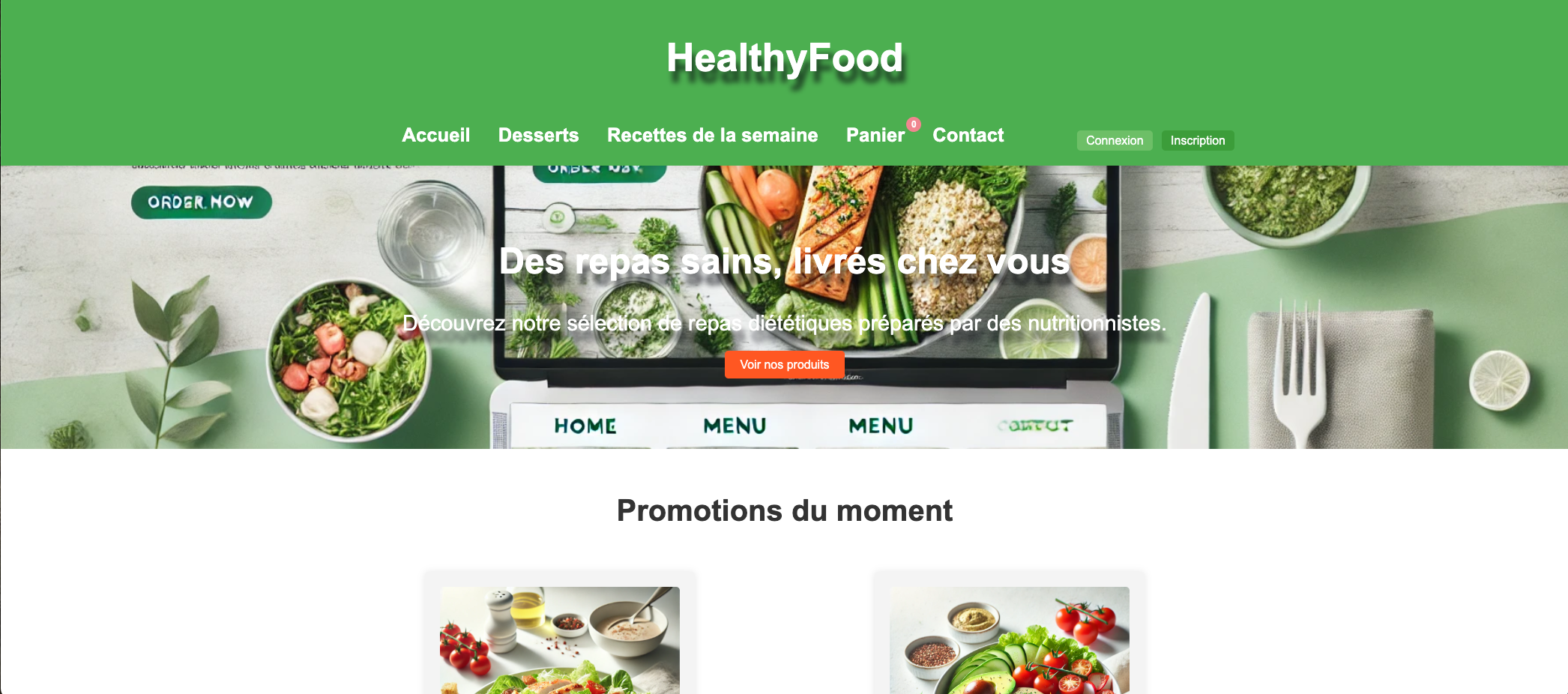 Aperçu du site HealthyFood
